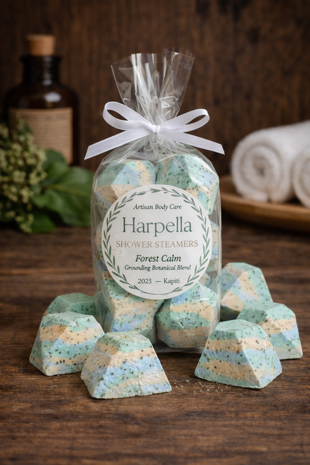 Harpella Kawakawa Shower Steamers - Forest Calm | NZ Made Natural Aromatherapy